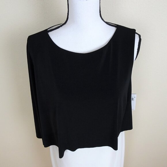 Ralph Lauren Cocktail Dress Women's Size 10 Black White Cape Overlay Stretch - Picture 6 of 8